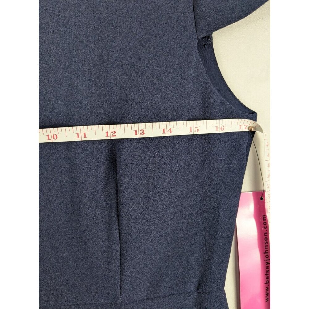 Betsey Johnson Dress Womens 6 Navy Scuba Crepe Dress Ruffle Hem Short Sleeve NWT - Picture 4 of 9